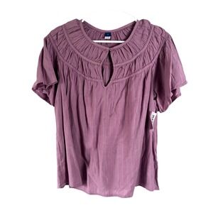 Old Navy‎ Flutter Sleeve Dobby Top Size Small Mauve Shirred Minimalist NEW